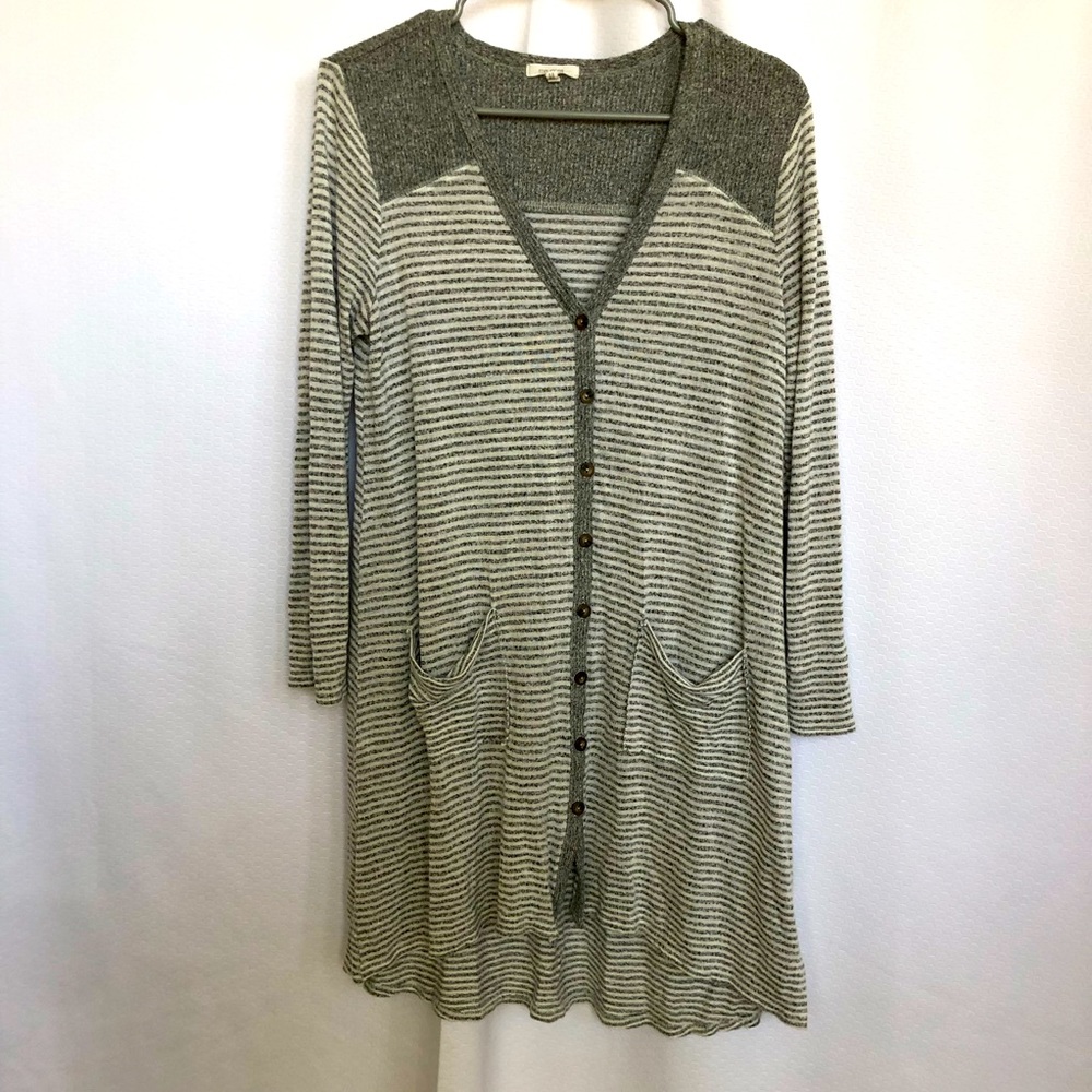Maurice Women Striped Tunic Gray White High Low size Medium